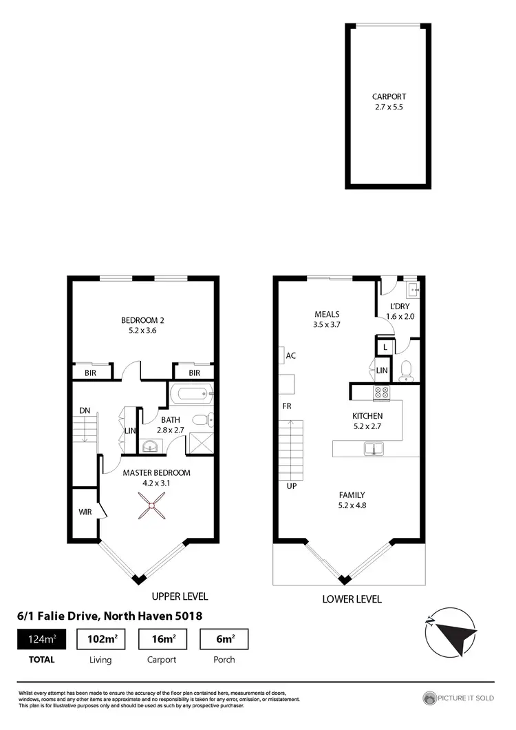 Floorplan of Homely townhouse listing, 6/1 Falie Drive, North Haven SA 5018