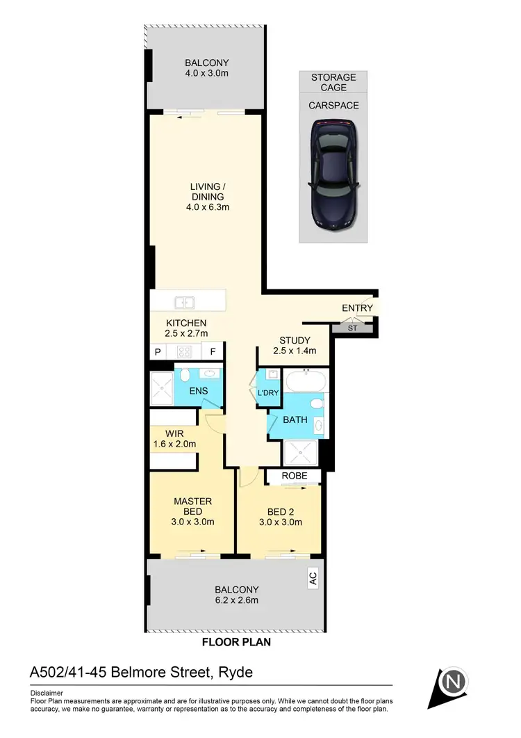 Floorplan of Homely apartment listing, A502/41-45 Belmore Street, Ryde NSW 2112