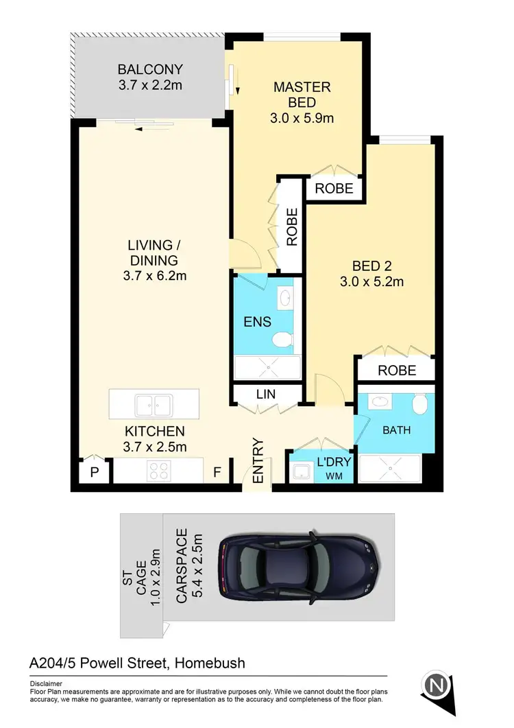 Floorplan of Homely apartment listing, A204/5 Powell Street, Homebush NSW 2140