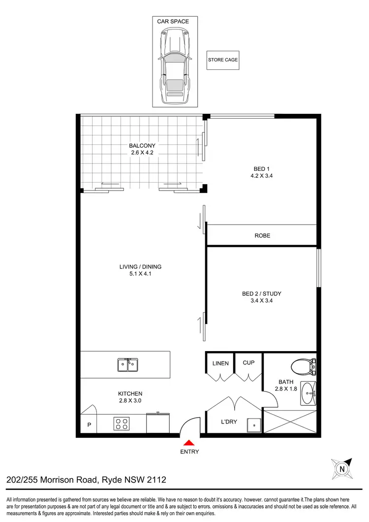 Floorplan of Homely apartment listing, 202 / 255 Morrison Road, Ryde NSW 2112