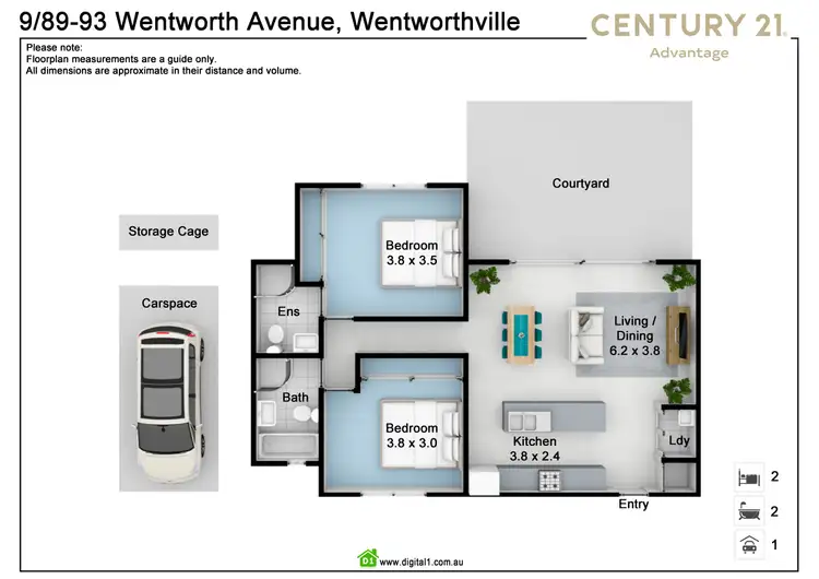 Floorplan of Homely apartment listing, 9/89-93 Wentworth Avenue, Wentworthville NSW 2145