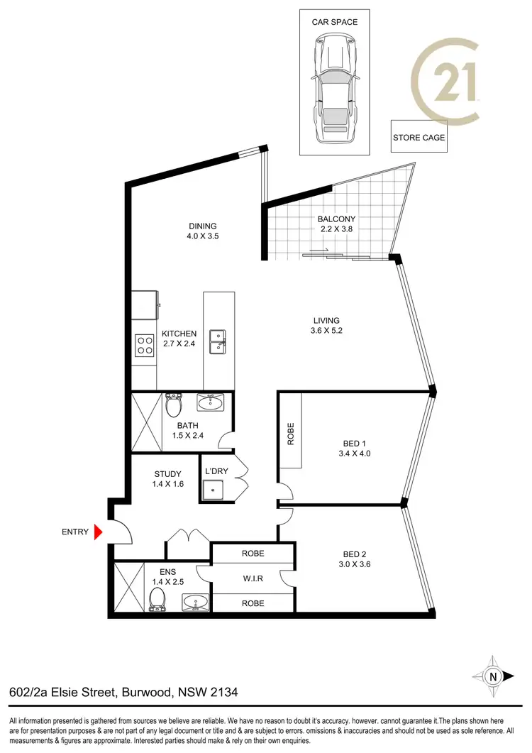 Floorplan of Homely apartment listing, 602/2a Elsie Street, Burwood NSW 2134