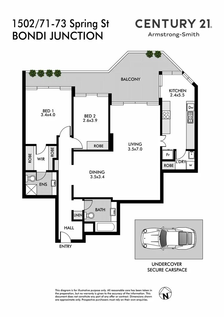 Floorplan of Homely apartment listing, 1502/71-73 Spring Street, Bondi Junction NSW 2022