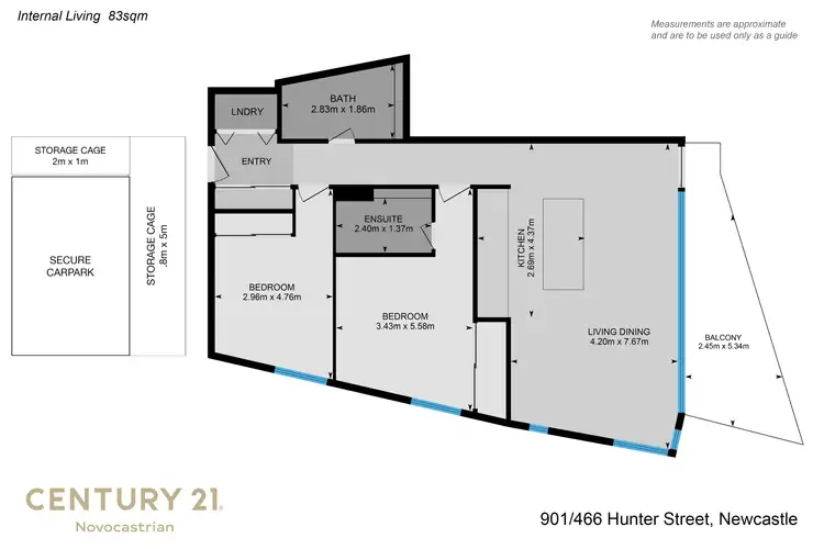 Floorplan of Homely apartment listing, 901/466 King Street, Newcastle West NSW 2302