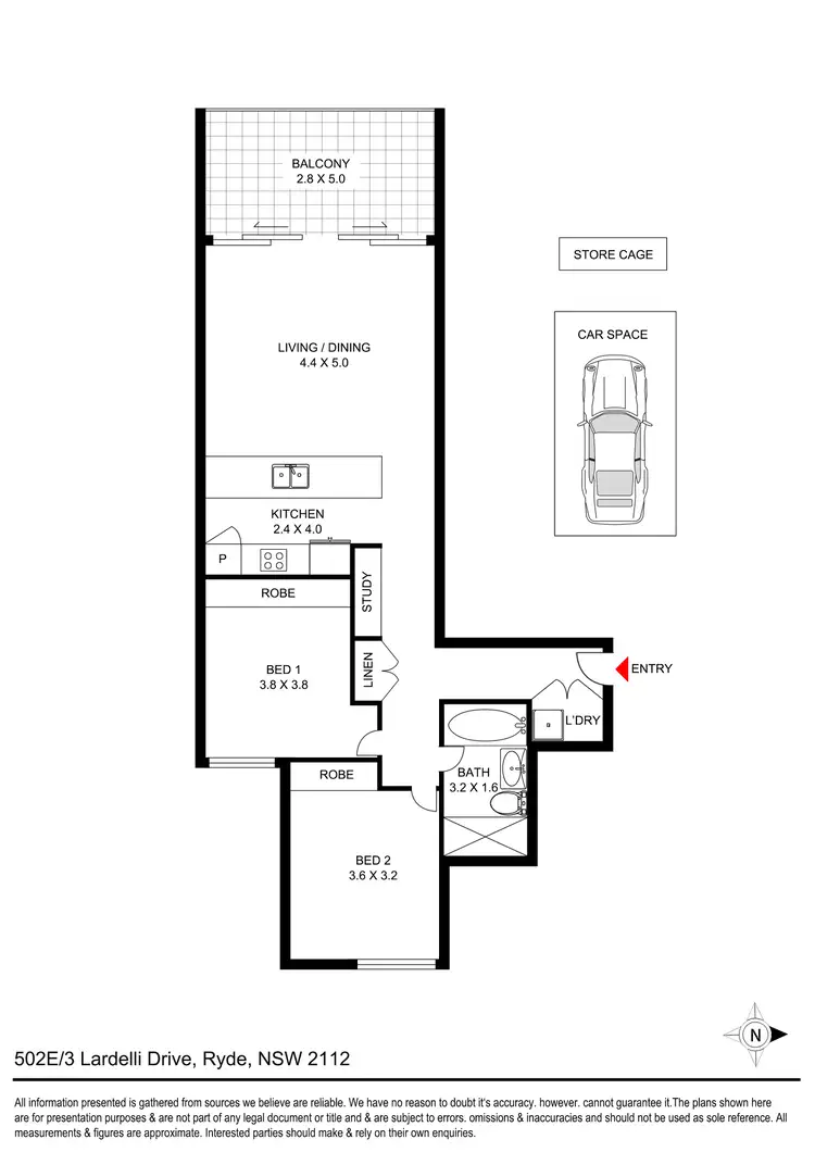Floorplan of Homely apartment listing, 502E / 3-5 Lardelli Drive, Ryde NSW 2112