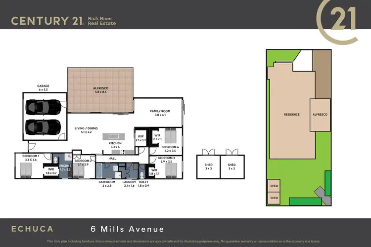 Floorplan of Homely house listing, 6 Mills Avenue, Echuca VIC 3564