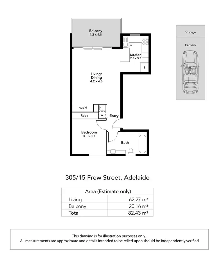 Floorplan of Homely apartment listing, 305/15 Frew Street, Adelaide SA 5000