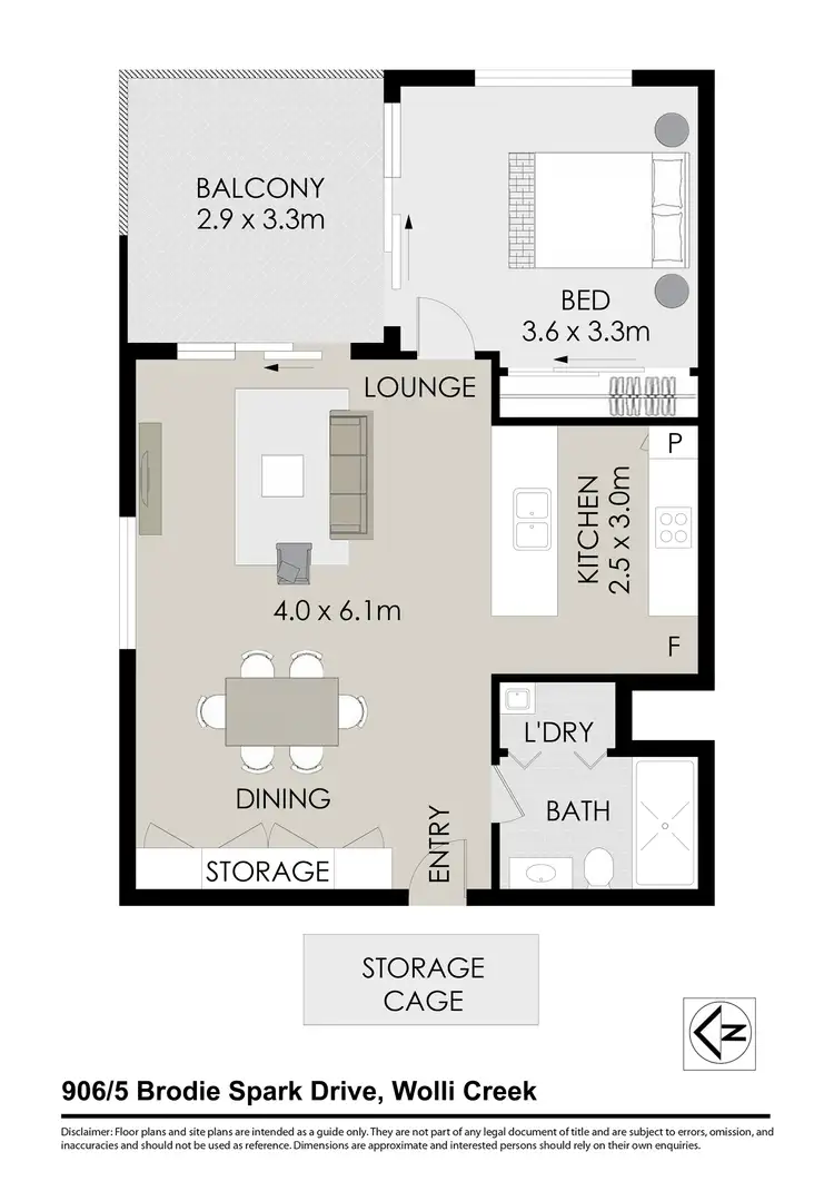 Floorplan of Homely apartment listing, 906/5 Brodie Spark Drive, Wolli Creek NSW 2205