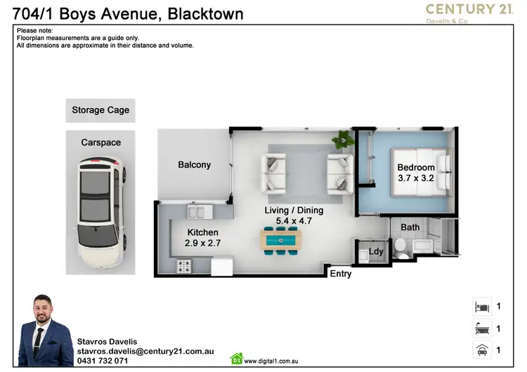 Floorplan of Homely apartment listing, 704/1 Boys Avenue, Blacktown NSW 2148