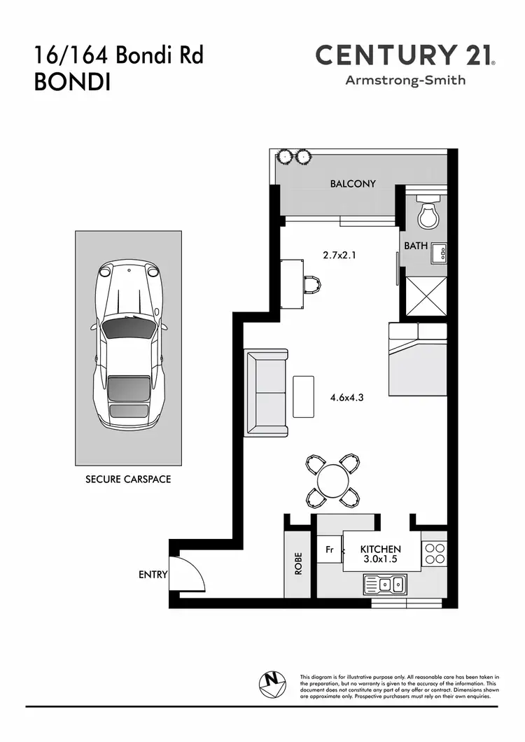 Floorplan of Homely studio listing, 16/164-166 Bondi Road, Bondi NSW 2026
