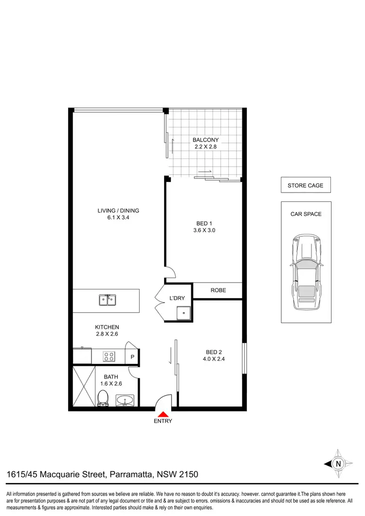 Floorplan of Homely apartment listing, 1615/45 Macquarie Street, Parramatta NSW 2150