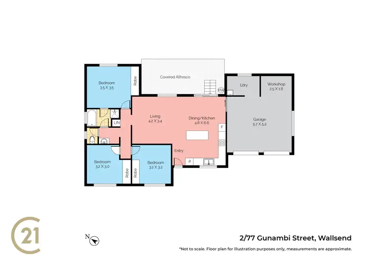 Floorplan of Homely villa listing, 2/77 Gunambi Street, Wallsend NSW 2287