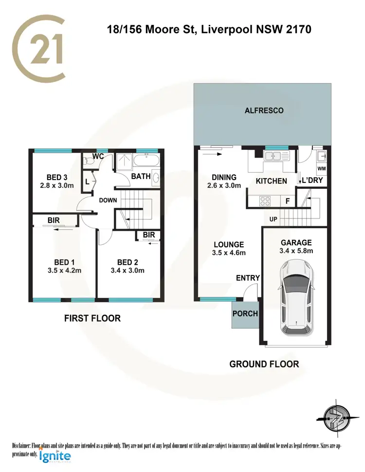 Floorplan of Homely townhouse listing, 18/156 Moore Street, Liverpool NSW 2170