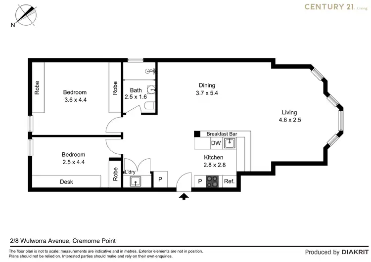 Floorplan of Homely apartment listing, 2/8 Wulworra Avenue, Cremorne Point NSW 2090