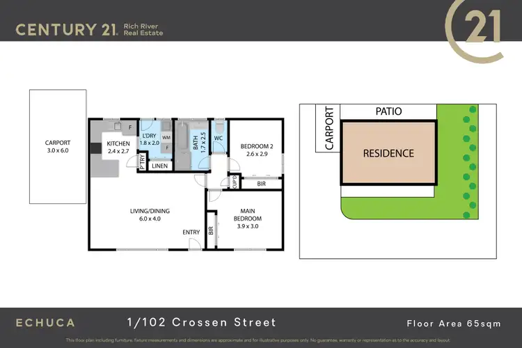 Floorplan of Homely unit listing, 1/102 Crossen Street, Echuca VIC 3564