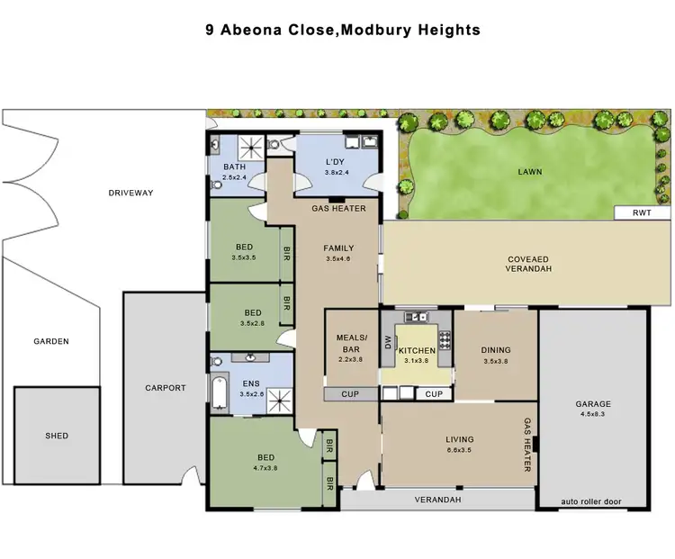 Floorplan of Homely house listing, 9 Abeona Close, Modbury Heights SA 5092