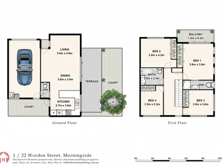 Floorplan of Homely townhouse listing, 1/22 Worden Street, Morningside QLD 4170