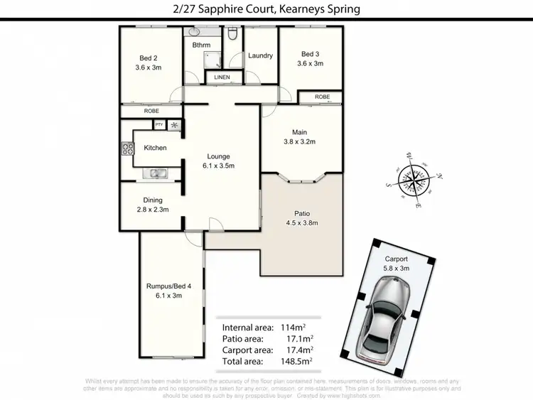 Floorplan of Homely unit listing, 2/27 Sapphire Court, Toowoomba QLD 4350