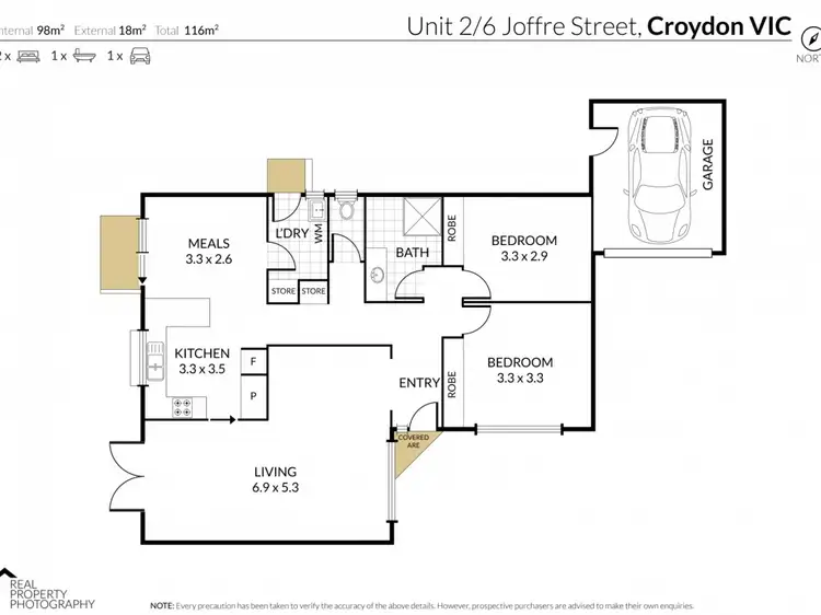 Floorplan of Homely townhouse listing, 2/6 Joffre St, Croydon VIC 3136