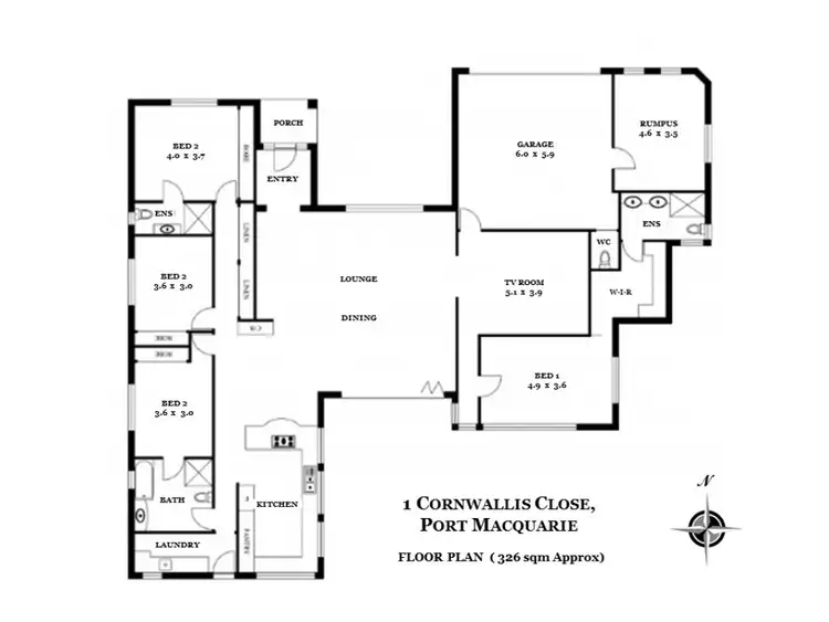 Floorplan of Homely house listing, 1 Cornwallis Close, Port Macquarie NSW 2444