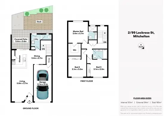 Floorplan of Homely townhouse listing, 2/99 Lockrose Street, Mitchelton QLD 4053