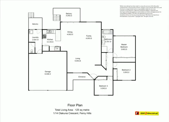 Floorplan of Homely villa listing, 1/14 Olakuna Crescent, Ferny Hills QLD 4055