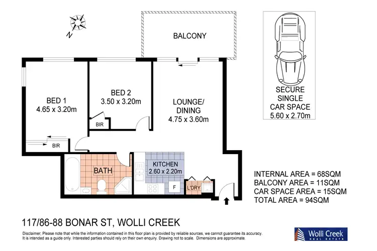 Floorplan of Homely apartment listing, 117/88 Bonar St, Wolli Creek NSW 2205
