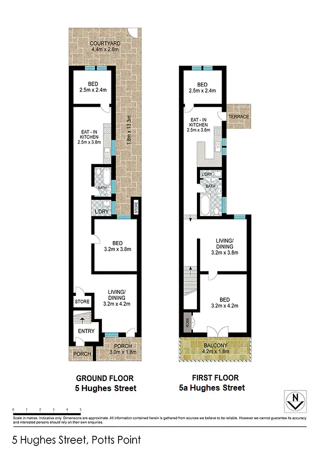 Floorplan of Homely terrace listing, 5-5A Hughes Street, Potts Point NSW 2011