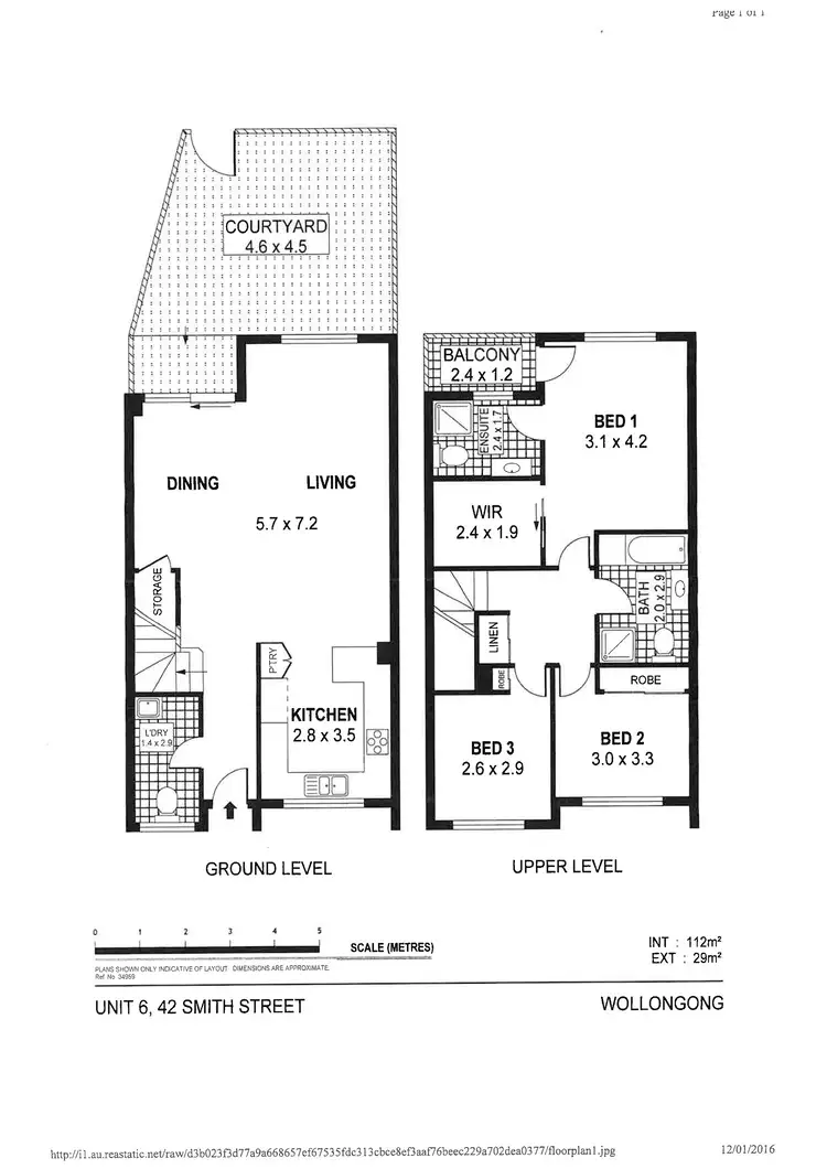 Floorplan of Homely townhouse listing, 6/42 Smith Street, Wollongong NSW 2500