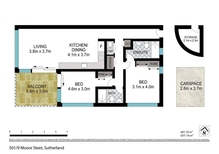 Floorplan of Homely unit listing, 501/9 Moore Street, Sutherland NSW 2232