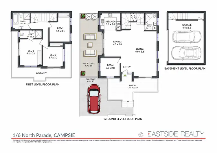 Floorplan of Homely townhouse listing, 1/6 North Parade, Campsie NSW 2194