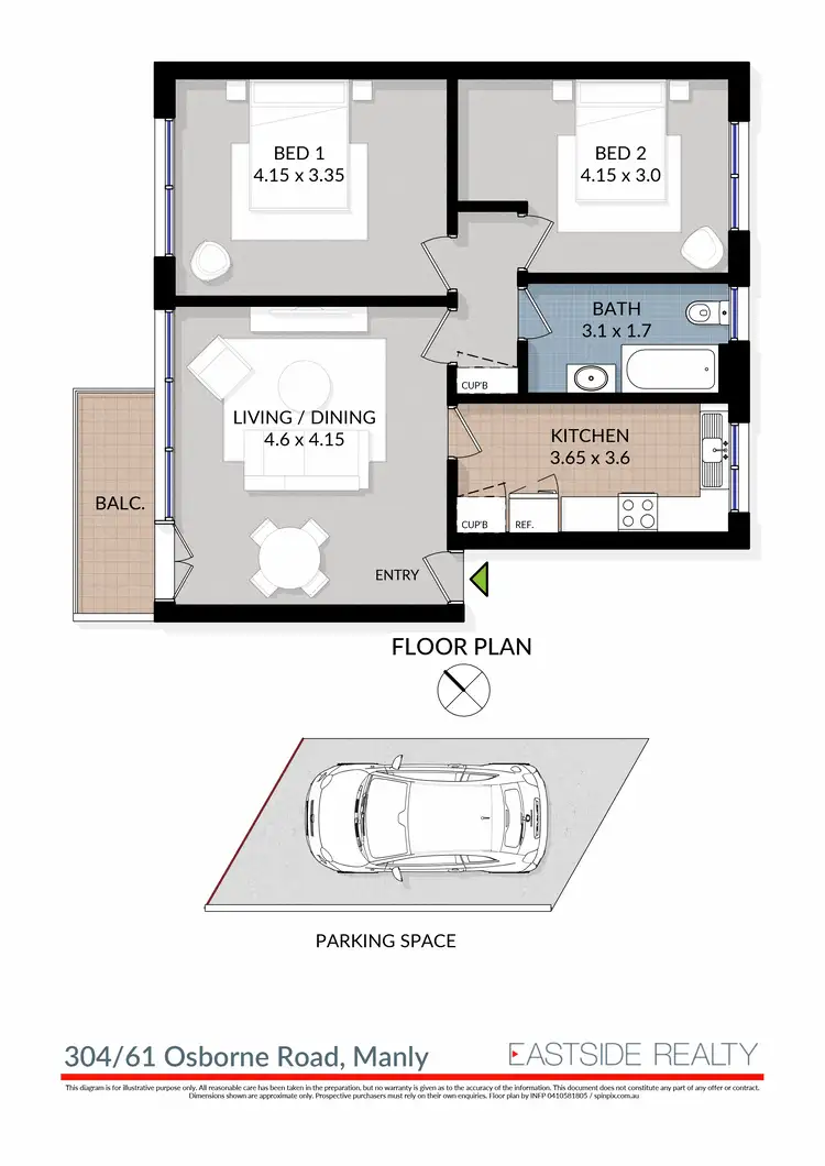 Floorplan of Homely apartment listing, 304/61 Osborne Road, Manly NSW 2095