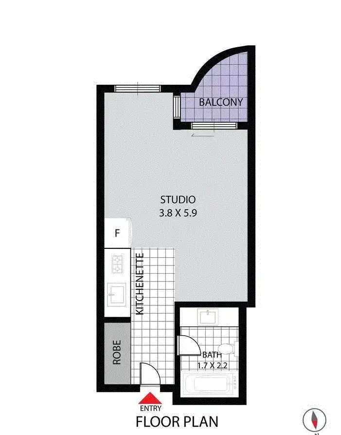 Floorplan of Homely studio listing, 88/22-32 Great Western Highway, Parramatta NSW 2150