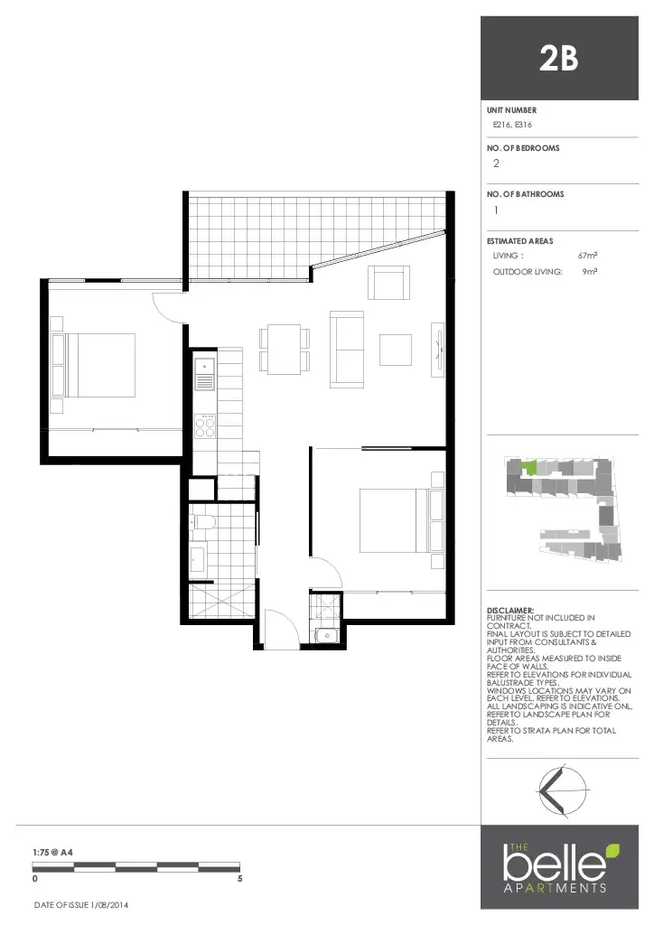 Floorplan of Homely unit listing, 216/11 Ernest Street, Belmont NSW 2280