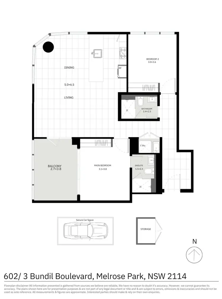 Floorplan of Homely apartment listing, 602/3 Bundil Boulevard, Melrose Park NSW 2114