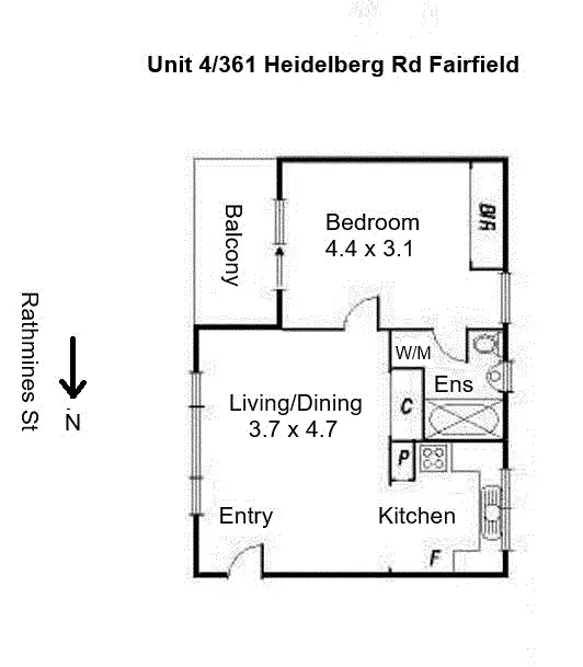 Floorplan of Homely apartment listing, 4/361 Heidelberg Road, Fairfield VIC 3078