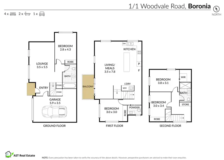 Floorplan of Homely townhouse listing, 1/1 Woodvale Road, Boronia VIC 3155