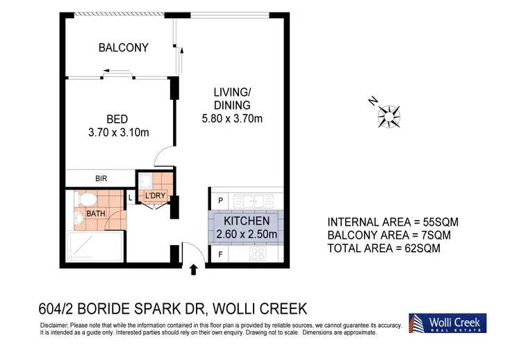 Floorplan of Homely apartment listing, 604/2 Brodie Spark Drive, Wolli Creek NSW 2205