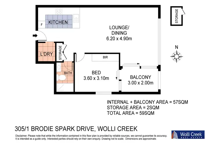 Floorplan of Homely apartment listing, 305/1 Brodie Spark Drive, Wolli Creek NSW 2205