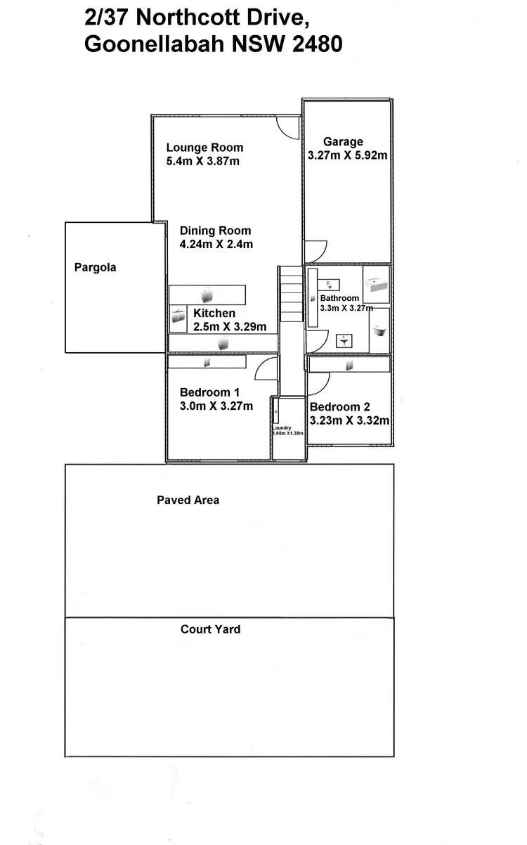 Floorplan of Homely semi-detached listing, 2/37 Northcott Drive, Goonellabah NSW 2480