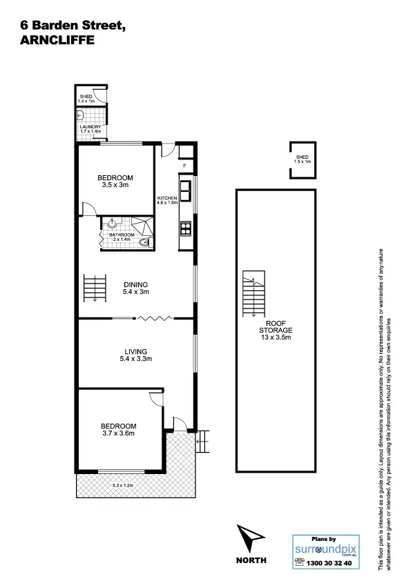 Floorplan of Homely semi-detached listing, 6 Barden Street, Arncliffe NSW 2205