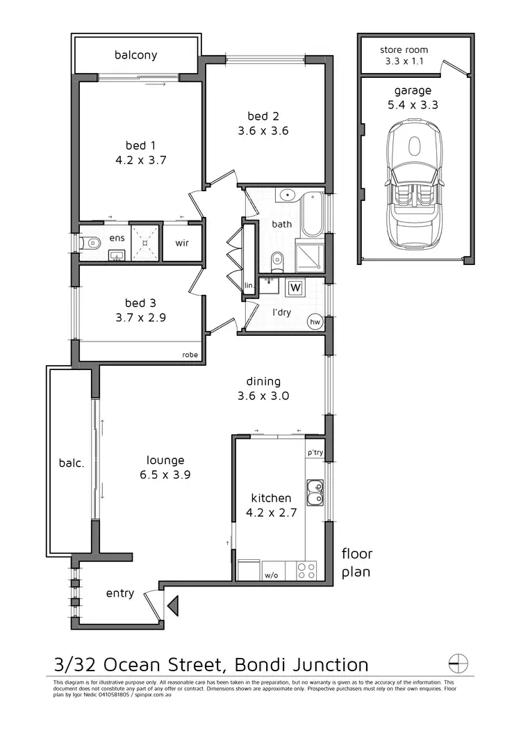 Floorplan of Homely apartment listing, 3/32 Ocean Street, Bondi NSW 2026
