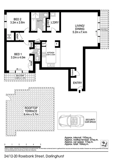 Floorplan of Homely apartment listing, 24/12-20 Rosebank St, Darlinghurst NSW 2010
