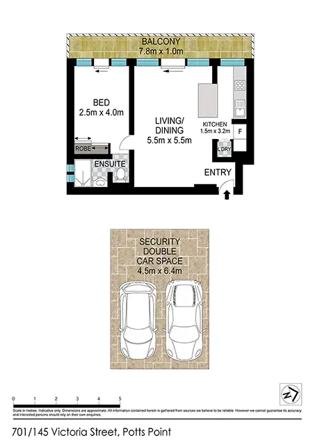 Floorplan of Homely apartment listing, 701/145 Victoria Street, Potts Point NSW 2011