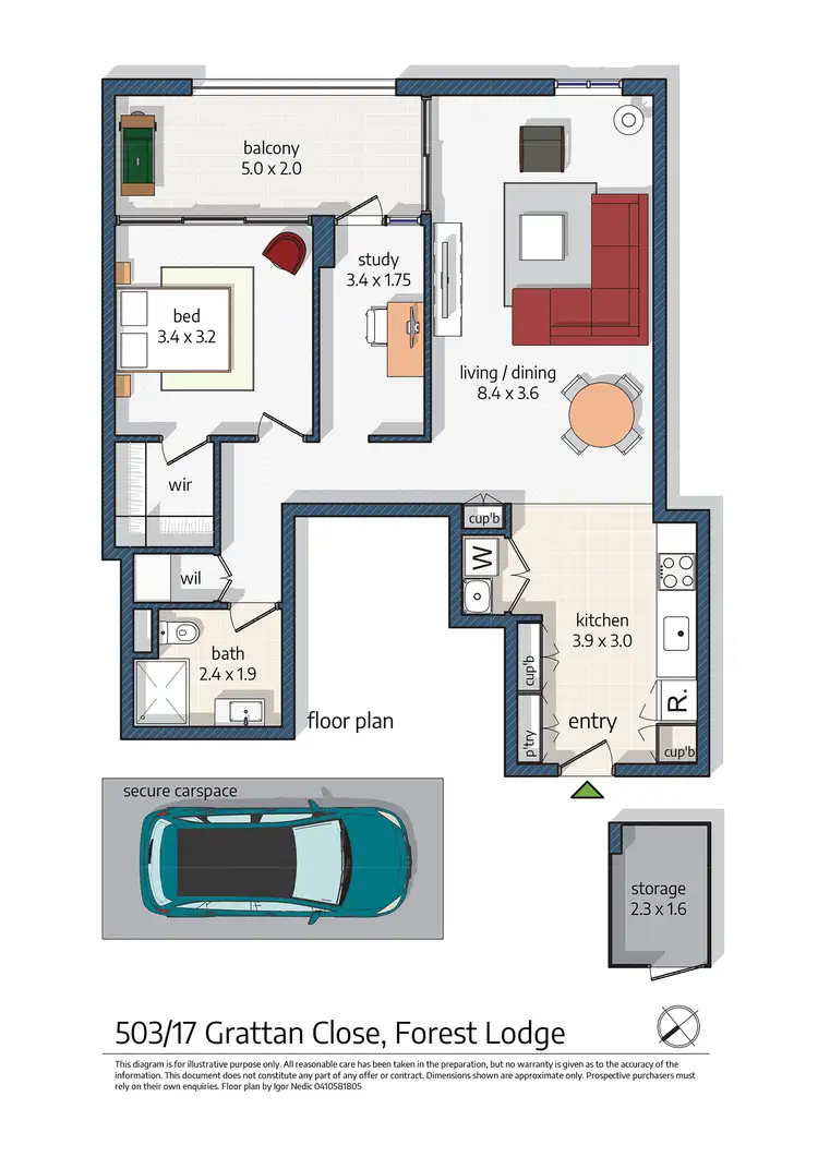 Floorplan of Homely apartment listing, 503/17 Grattan  Close, Forest Lodge NSW 2037