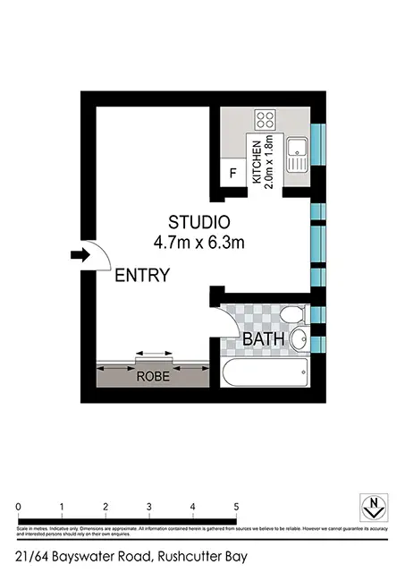 Floorplan of Homely studio listing, 21/64 Bayswater Road, Rushcutters Bay NSW 2011