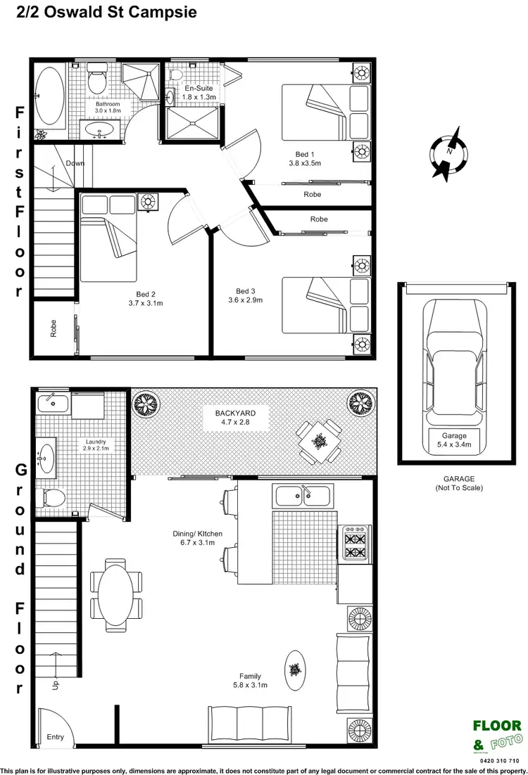 Floorplan of Homely townhouse listing, 2/2 Oswald Street, Campsie NSW 2194