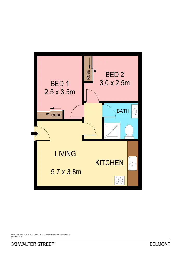 Floorplan of Homely unit listing, Unit 3/3 Walter Street, Belmont NSW 2280