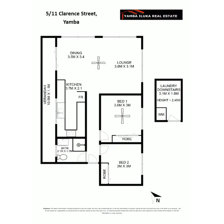 Floorplan of Homely unit listing, 5/11 Clarence Street, Yamba NSW 2464