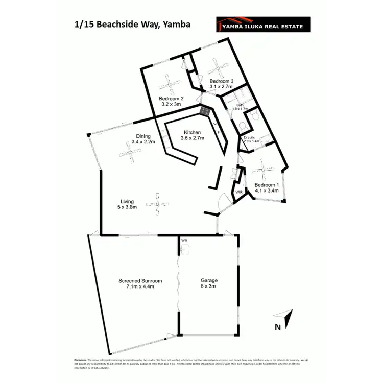 Floorplan of Homely semi-detached listing, 1/15 Beachside Way, Yamba NSW 2464